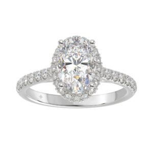 LADIES RING 2 1/2CT ROUND/OVAL DIAMOND 14K WHITE GOLD (CENTER STONE OVAL DIAMOND 2CT )