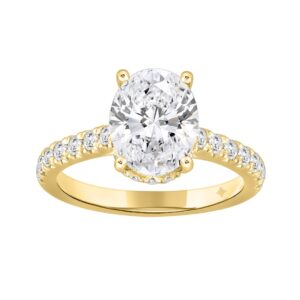 LADIES RING 2 1/2CT ROUND/OVAL DIAMOND 14K YELLOW GOLD (CENTER STONE OVAL DIAMOND 2CT )
