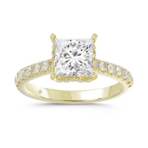 LADIES RING 2 1/2CT ROUND/PRINCESS DIAMOND 14K YELLOW GOLD (CENTER STONE PRINCESS DIAMOND 2CT )
