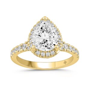 LADIES RING 2 3/4CT ROUND/PEAR DIAMOND 14K YELLOW GOLD (CENTER STONE PEAR DIAMOND 2CT )