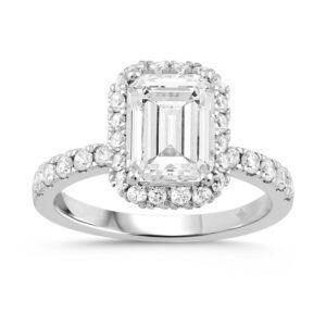 LADIES RING 4.00CT ROUND DIAMOND 18K WHITE GOLD (CENTER STONE RADIANT DIAMOND 3CT )
