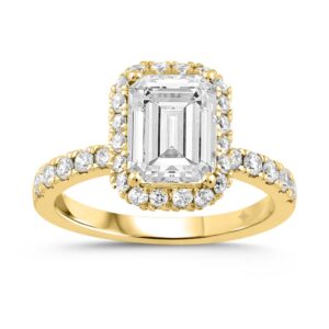 LADIES RING 4.00CT ROUND DIAMOND 18K YELLOW GOLD (CENTER STONE RADIANT DIAMOND 3CT )