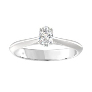 LADIES SOLITAIRE RING 1/2CT OVAL DIAMOND 18K WHITE GOLD