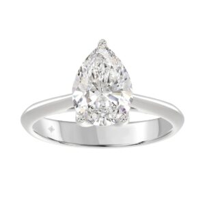 LADIES SOLITAIRE RING 2 1/2CT PEAR DIAMOND 14K WHITE GOLD