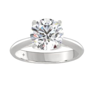 LADIES SOLITAIRE RING 3CT ROUND DIAMOND 14K WHITE GOLD