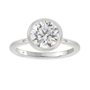 LADIES SOLITAIRE RING 3CT ROUND DIAMOND 14K WHITE GOLD (CENTER STONE ROUND DIAMOND 3CT )