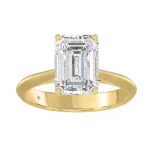 LADIES SOLITAIRE RING 4CT EMERALD DIAMOND 14K YELLOW GOLD