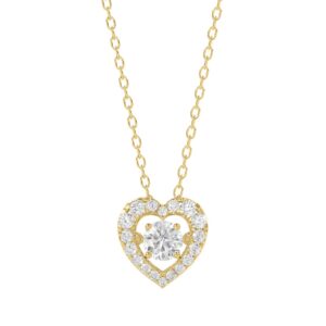LADIES DANCING DIAMOND PENDANT WITH CHAIN 3/4CT ROUND DIAMOND 14K YELLOW GOLD (CENTER STONE ROUND DIAMOND 1/2CT)