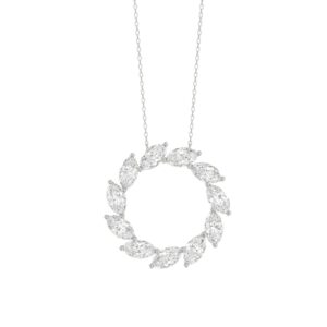 LADIES NECKLACE 1 1/2CT MARQUISE DIAMOND 14K WHITE GOLD