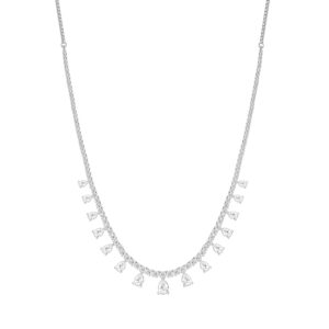 LADIES NECKLACES 5CT ROUND/PEAR DIAMOND 14K WHITE GOLD