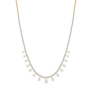 LADIES NECKLACES 5CT ROUND/PEAR DIAMOND 14K YELLOW GOLD