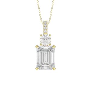 LADIES PENDANT 1 3/4CT ROUND/EMERALD DIAMOND 14K YELLOW GOLD (CENTER STONE EMERALD DIAMOND 1 1/2CT)