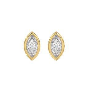 LADIES SOLITAIRE EARRINGS 2CT MARQUISE DIAMOND 14K YELLOW GOLD