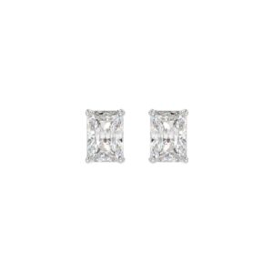 14K WHITE GOLD 2CT RADIANT DIAMOND LADIES SOLITAIRE EARRINGS