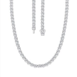 14K WHITE GOLD 3.00CT ROUND DIAMOND LADIES TENNIS NECKLACE