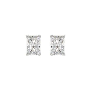 14K WHITE GOLD 3CT RADIANT DIAMOND LADIES SOLITAIRE EARRINGS