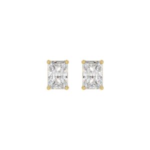 14K YELLOW GOLD 2CT RADIANT DIAMOND LADIES SOLITAIRE EARRINGS