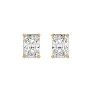 14K YELLOW GOLD 4CT RADIANT DIAMOND LADIES SOLITAIRE EARRINGS