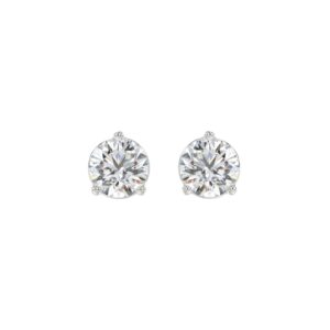LADIES SOLITAIRE EARRINGS 2 1/2CT ROUND DIAMOND 14K WHITE GOLD