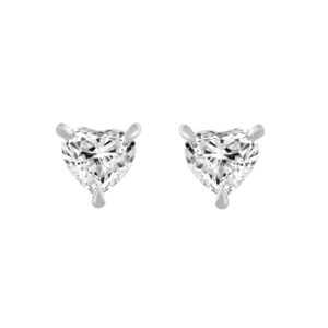 14K WHITE GOLD 1 1/2CT HEART DIAMOND LADIES STUDS EARRINGS