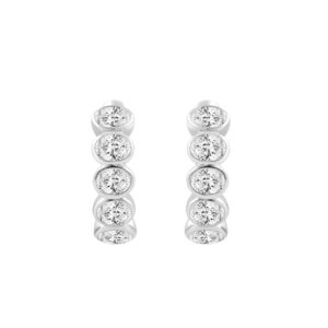14K WHITE GOLD 1 1/2CT OVAL DIAMOND HOOP EARRINGS