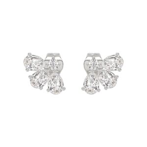 14K WHITE GOLD 1.00CT ROUND/PEAR DIAMOND LADIES EARRINGS
