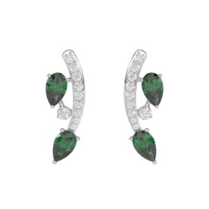 14K WHITE GOLD 1.00CT ROUND/PEAR DIAMOND LADIES EARRINGS (PEAR EMERALD DIAMOND 7/8CT)