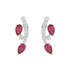 14K WHITE GOLD 1.00CT ROUND/PEAR DIAMOND LADIES EARRINGS (PEAR RUBY DIAMOND 7/8CT)