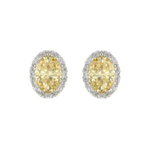 14K WHITE GOLD 2 1/2CT ROUND/YELLOW OVAL DIAMOND LADIES EARRINGS
