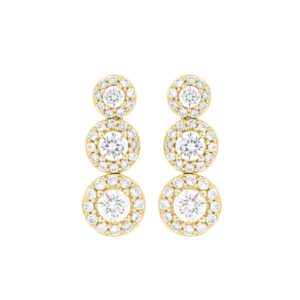 LADIES EARRINGS 3 3/4CT ROUND DIAMOND 14K YELLOW GOLD (CENTER STONE ROUND DIAMOND 1 1/3CT)