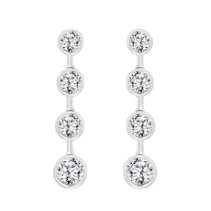 LADIES LINEAR EARRINGS 2CT ROUND DIAMOND 14K WHITE GOLD