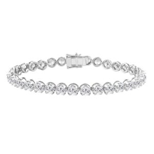 14K WHITE GOLD 10.00CT ROUND DIAMOND LADIES BRACELET