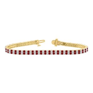 14K YELLOW GOLD 5 3/4CT ROUND/RUBY ROUND DIAMOND LADIES BRACELET (RUBY ROUND DIAMOND 2 3/4CT)
