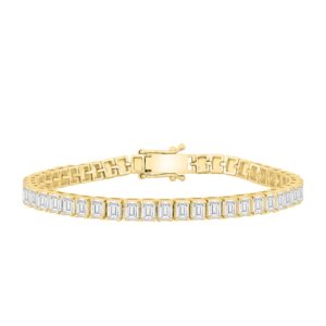 18K YELLOW GOLD 8.00CT EMERALD DIAMOND LADIES BRACELET