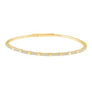 9K YELLOW GOLD 5/8CT ROUND DIAMOND LADIES BANGLE