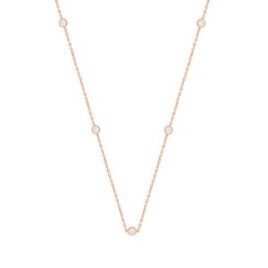 14K ROSE GOLD 1 1/2CT ROUND DIAMOND LADIES NECKLACE