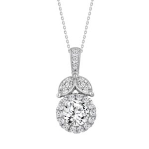 14K WHITE GOLD 1 1/4CT ROUND/MARQUISE DIAMOND LADIES PENDANT