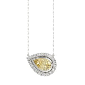 14K WHITE GOLD 1 1/4CT ROUND/PEAR DIAMOND LADIES NECKLACE