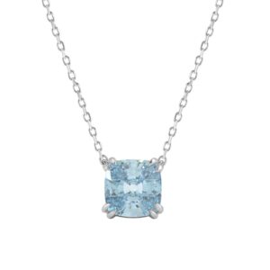 14K WHITE GOLD 2.00CT BLUE CUSHION DIAMOND LADIES SOLITAIRE PENDANT