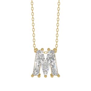 14K YELLOW GOLD 1 5/8CT FANCY CUT ALPHABET DIAMOND LADIES PENDANT WITH CHAIN