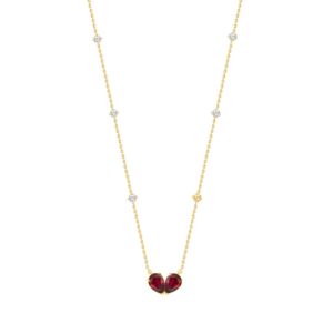 14K YELLOW GOLD 2 7/8CT ROUND/PEAR DIAMOND LADIES NECKLACE (RUBY DIAMOND 2 3/8CT)