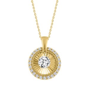 14K YELLOW GOLD 3/4CT ROUND DIAMOND LADIES PENDANT WITH CHAIN