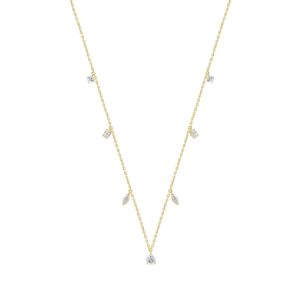 14K YELOW GOLD 1.00CT ROUND/PEAR/MARQUISE/OVAL DIAMOND LADIES NECKLACE