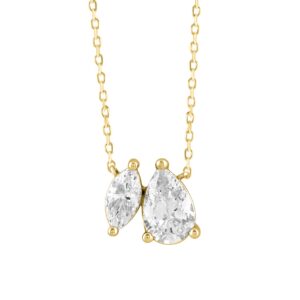 LADIES NECKLACE 1 1/2CT PEAR/MARQUISE DIAMOND 14K YELLOW GOLD