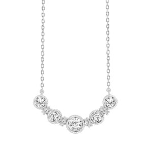 LADIES NECKLACE 1 1/2CT ROUND DIAMOND 14K WHITE GOLD