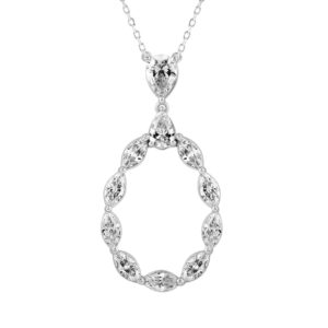 LADIES PENDANT WITH CHAIN  2 1/2CT MARQUISE/PEAR DIAMOND 14K WHITE GOLD