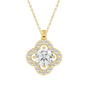 LADIES PENDANT WITH CHAIN 1 1/3CT ROUND DIAMOND 14K YELLOW GOLD (CENTER STONE ROUND DIAMOND 1CT)
