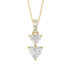 LADIES PENDANT WITH CHAIN 7/8CT ROUND/HEART DIAMOND 18K YELLOW GOLD