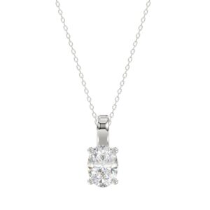 LADIES PENDANTS 1CT OVAL DIAMOND 14K WHITE GOLD