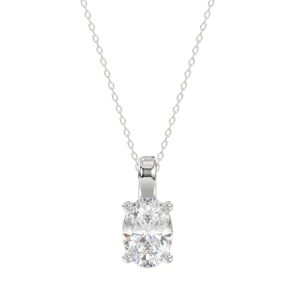 LADIES SOLITAIRE PENDANT 2 1/2CT OVAL DIAMOND 14K WHITE GOLD